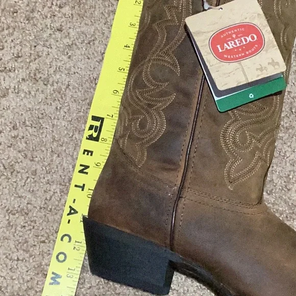 Laredo Maddie Tan Distressed Round Toe Boots - Size 10W